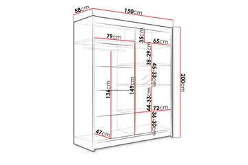 Camino Garderob 58x150 cm LED-belysning - Svart/Vit - Products - Förvaring - Garderober & garderobssystem