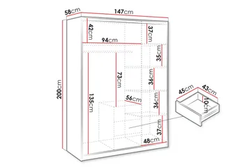 Chavez Garderob med Spegel 147x200 cm - Beige - Products - Förvaring - Garderober & garderobssystem