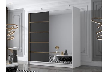 Chavez Garderob med Spegel 180x215 cm - Svart/Vit - Products - Förvaring - Garderober & garderobssystem
