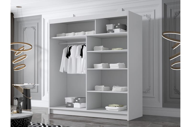 Chavez Garderob med Spegel 180x215 cm - Vit/Svart - Products - Förvaring - Garderober & garderobssystem