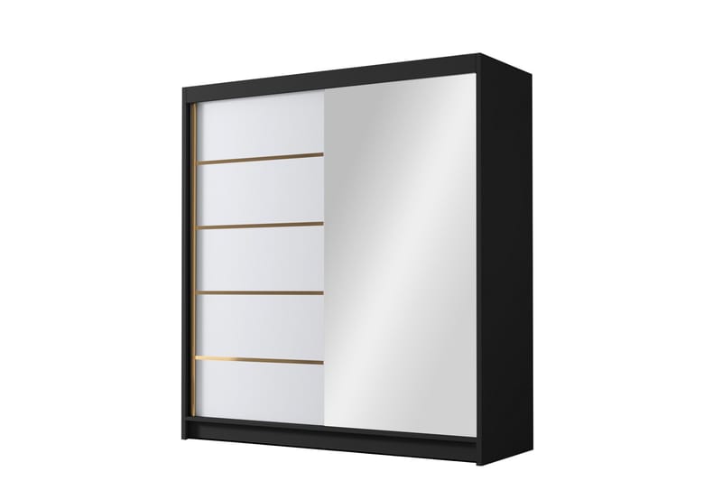 Chavez Garderob med Spegel 180x215 cm - Vit/Svart - Products - Förvaring - Garderober & garderobssystem