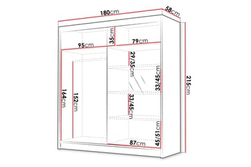 Chavez Garderob med Spegel 180x215 cm - Vit/Svart - Products - Förvaring - Garderober & garderobssystem