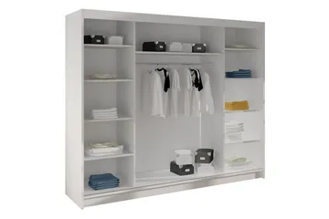 Cyria Garderob med rymlig Förvaring och Skjutdörrar med Spegel 200x215 cm - Brun/Vit - Products - Förvaring - Garderober & garderobssystem