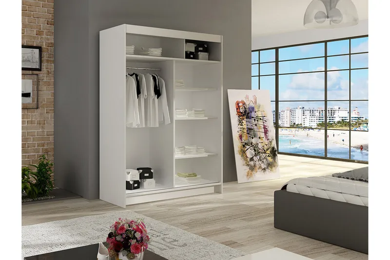 Estella Garderob Skjutdörrar Smal Spegel - Ek/Spegel - Products - Förvaring - Garderober & garderobssystem