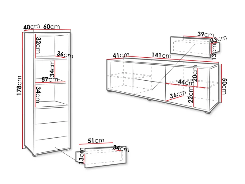 Agawal Möbelset För Vardagsrum - Brun - Products - Förvaring - Förvaringsmöbler - Möbelset för vardagsrum