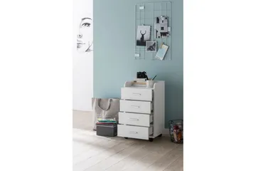 Rullkontejner Wohnling 4 lådor med hjul, förvaringsbricka, foliebelagd spånskiva, modern stil Vit - Vit - Products - Förvaring - Förvaringsmöbler - Byrå - Hurts