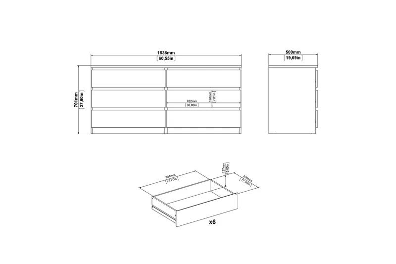 Salomns Byrå 50x154 cm - Vit|Grå - Products - Förvaring - Förvaringsmöbler - Byrå - Hallbyrå