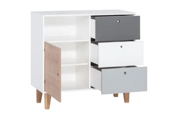 Concept Byrå Vit/Mörkgrå/Natur - VOX - Products - Förvaring - Förvaringsmöbler - Byrå