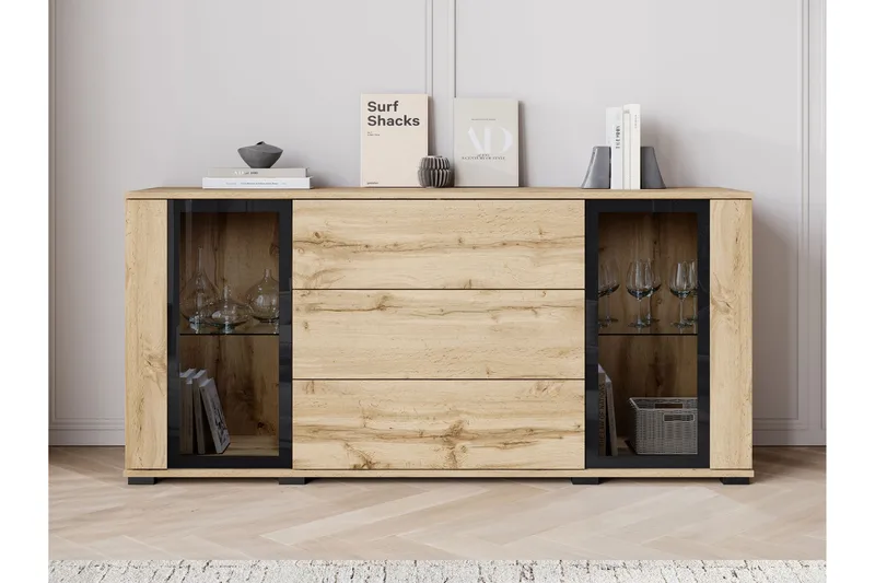 Gamal Skänk 150x40 cm - Brun/Svart - Products - Förvaring - Förvaringsmöbler - Sideboard & skänk