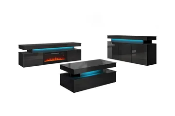 Glenndale Möbelset Vardagsrum med Belysning - Svart - Products - Förvaring - Förvaringsmöbler - Möbelset för vardagsrum