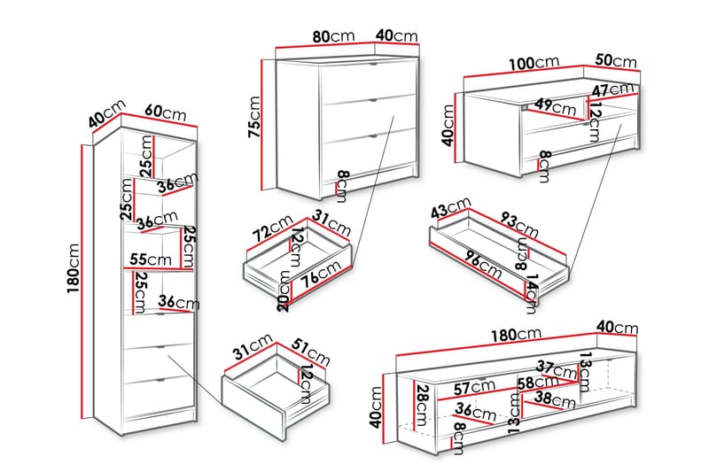 Gudelia Möbelset För Vardagsrum - Vit - Products - Förvaring - Förvaringsmöbler - Möbelset för vardagsrum