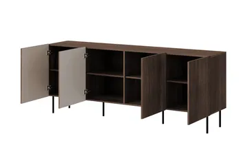 Hammarstrand Byrå Mörkt trä Bred 201 cm Höjd 81 cm djup 42 cm - Valnöt / Ribbad / Brun - Products - Förvaring - Förvaringsmöbler - Byrå