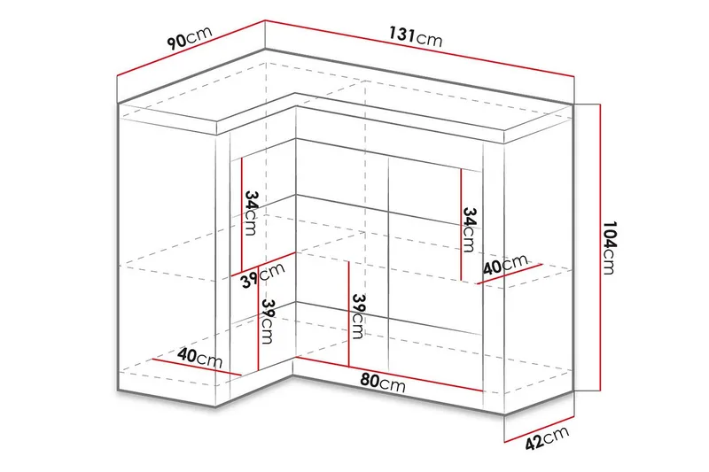 Indianapolis Skänk 131x42x104 cm - Beige/Grå/Vit - Products - Förvaring - Förvaringsmöbler - Sideboard & skänk