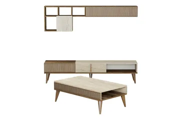 Lissione Möbelset För Vardagsrum - Valnöt/Beige - Products - Förvaring - Förvaringsmöbler - Möbelset för vardagsrum