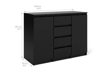 Naia Skänk med 2 Dörrar + 4 Lådor - Mattsvart - Products - Förvaring - Förvaringsmöbler - Sideboard & skänk
