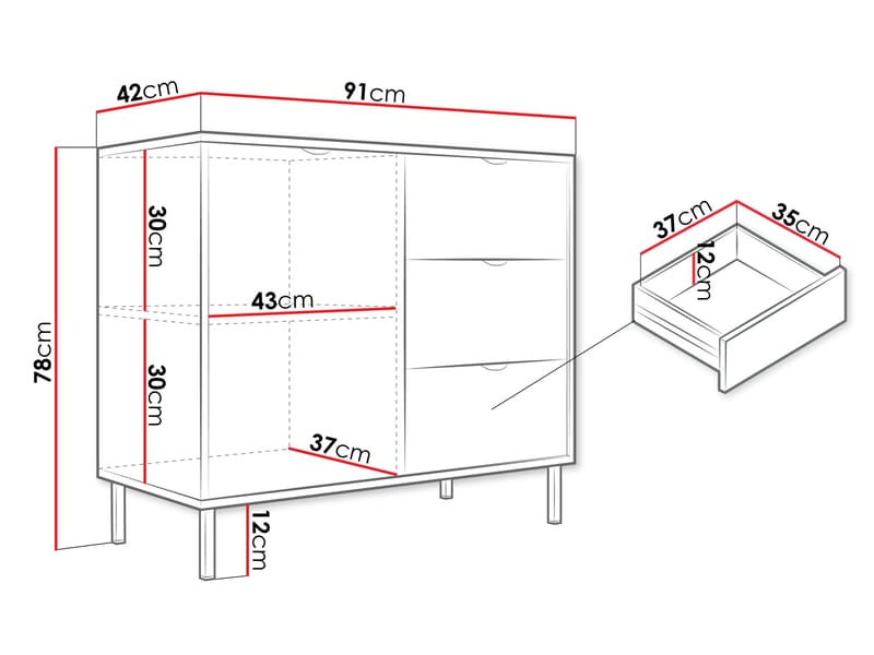 Salmor Skänk 91x42 cm - Vit - Products - Förvaring - Förvaringsmöbler - Sideboard & skänk