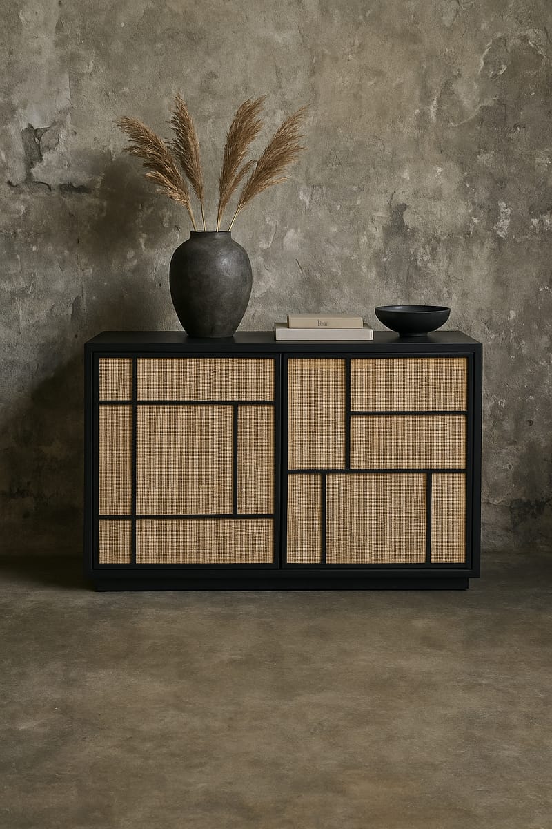 Stockholm skänk med rottingdörrar - 120 cm bred - Svart - Products - Förvaring - Förvaringsmöbler - Sideboard & skänk