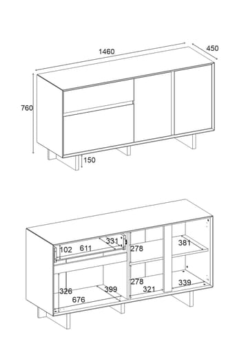 Tavon Konsol 146x76x45 cm - Milano Walnut - Products - Förvaring - Förvaringsmöbler - Sideboard & skänk