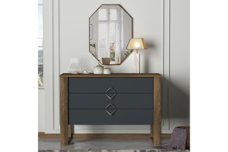 Tera Home Byrå + Spegel - Valnöt/Mörkgrå - Products - Förvaring - Förvaringsmöbler - Byrå