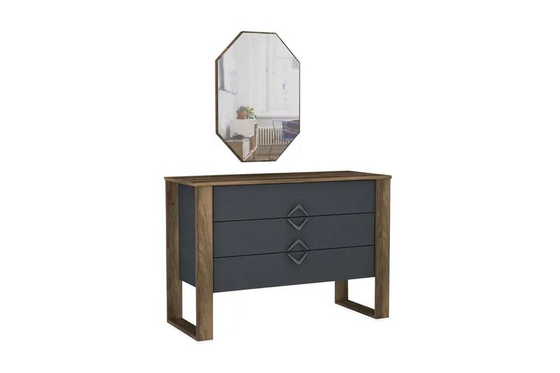 Tera Home Byrå + Spegel - Valnöt/Mörkgrå - Products - Förvaring - Förvaringsmöbler - Byrå