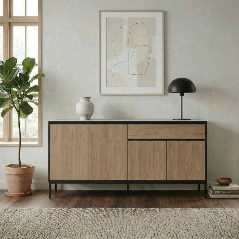 Velar Konsol 180x80x40 cm - Naturlig ek, Wood Black, svart - Products - Förvaring - Förvaringsmöbler - Sideboard & skänk