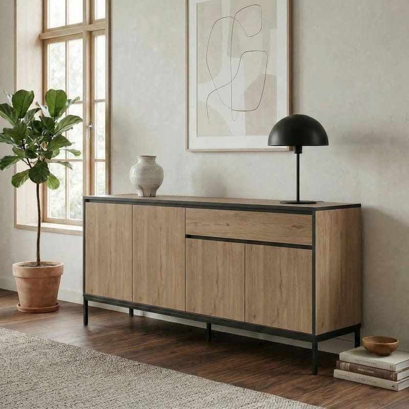 Velar Konsol 180x80x40 cm - Naturlig ek, Wood Black, svart - Products - Förvaring - Förvaringsmöbler - Sideboard & skänk