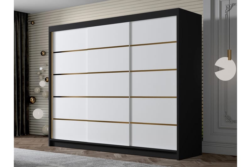 Cinerea Garderob 250x215 cm - Vit/Svart - Products - Förvaring - Garderober & garderobssystem - Garderobsskåp