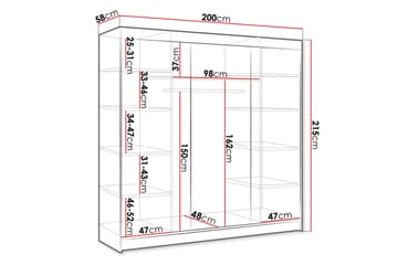 Cyria Garderob 200x215 cm - Beige/Vit - Products - Förvaring - Garderober & garderobssystem - Garderobsskåp