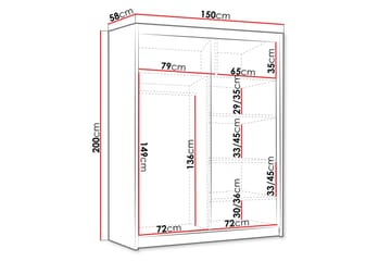 Emet Garderob 150x200 cm - Svart/Vit - Products - Förvaring - Garderober & garderobssystem - Garderobsskåp