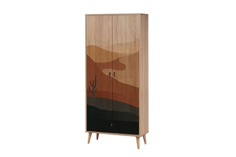 Bertoaria Garderob 80x190 cm Brun, Hanah Home