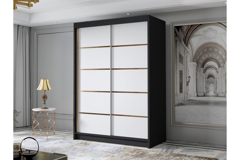 Lungos Garderob 120x200 cm - Vit/Svart - Products - Förvaring - Garderober & garderobssystem - Garderobsskåp