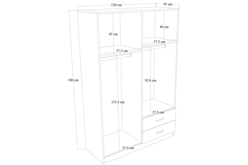 Yaman Garderob 120x180 cm - Brun - Products - Förvaring - Garderober & garderobssystem - Garderobsskåp