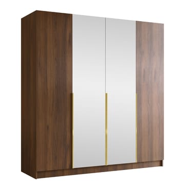 Herrljunga Garderob med Spegel 200x215 cm - Brun/Guld/Spegel - Products - Förvaring - Garderober & garderobssystem