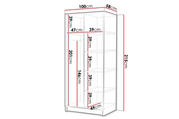 Julissa Garderob med Spegel 100 cm - Vit/Guld - Products - Förvaring - Garderober & garderobssystem