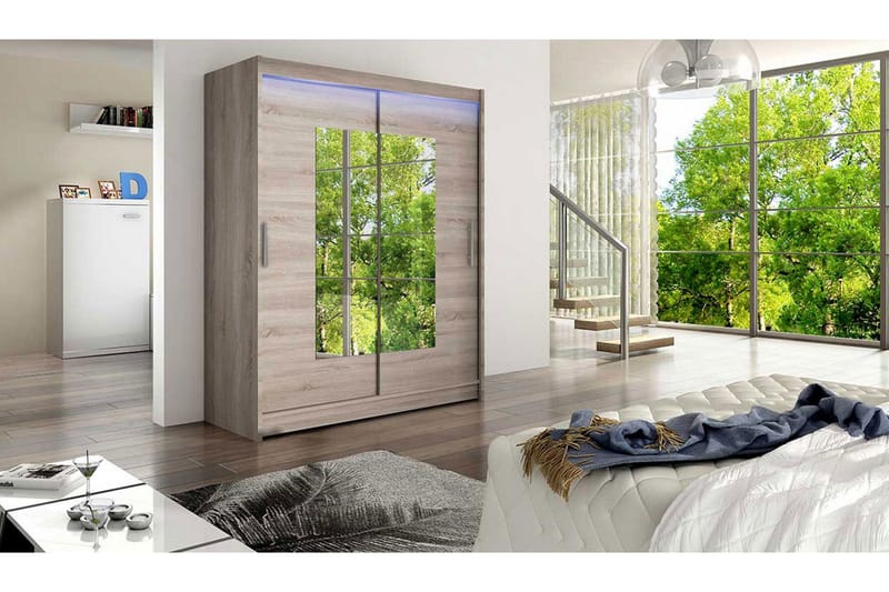 Leila Garderob med Spegel 150x200 cm - Beige - Products - Förvaring - Garderober & garderobssystem