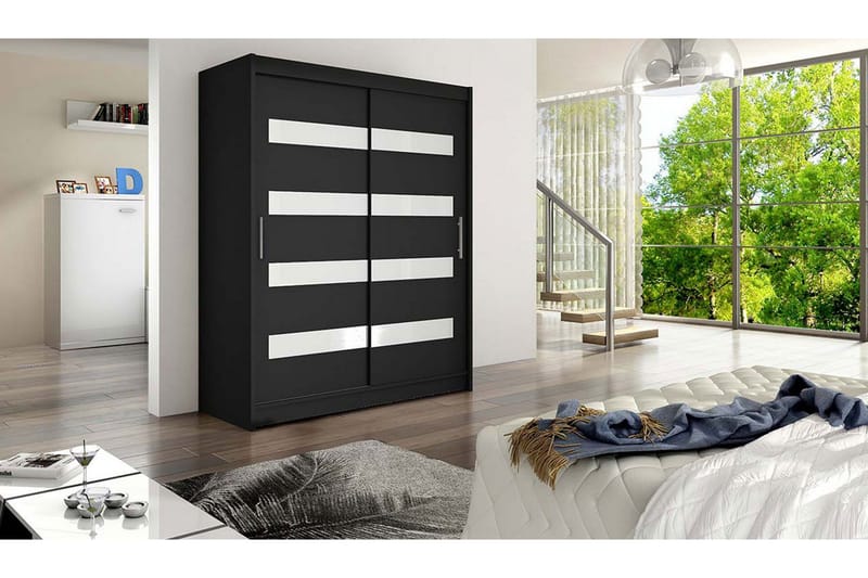 Leila Garderob Smal Skjutdörrar Smal Delad Spegel - Svart - Products - Förvaring - Garderober & garderobssystem