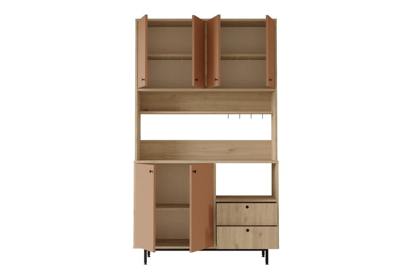 Donae Highboard - Ek/Röd - Products - Förvaring - Skåp - Förvaringsskåp
