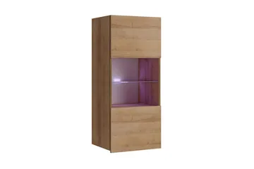 Frick Vägghängt Vitrinskåp Vit LED Belysning 32 cm djup 45 cm bred 117 cm hög Trä Ek Glas - Gyllene Ek/Vit Led-Belysning - Products - Förvaring - Skåp - Vitrinskåp