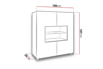 Frick Vitrinskåp Vit LED Belysning 35 cm djup 100 cm bred 107 cm hög Ljust Trä Ek Glas - Gyllene Ek/Vit Led-Belysning - Products - Förvaring - Skåp - Vitrinskåp