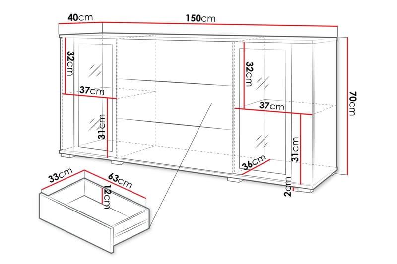 Gamal Skänk 150x40 cm - Brun - Products - Förvaring - Förvaringsmöbler - Sideboard & skänk