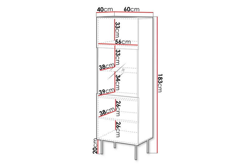 Hammarstrand Vitrinskåp 40 cm djup 60 cm bred 183 cm hög Trä Valnöt Glas - Valnöt - Products - Förvaring - Skåp - Vitrinskåp