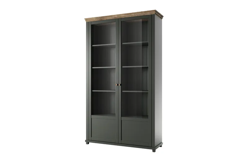 Ivreri Vitrinskåp 42 cm djup 126 cm bred 200 cm hög Mörkt Trä, Khaki/Natur