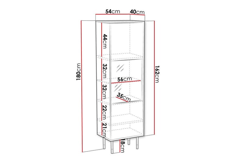 Juniskär Vitrinskåp 40 cm djup 54 cm bred 180 cm hög Mörkt Trä Glas - Svart - Products - Förvaring - Skåp - Vitrinskåp