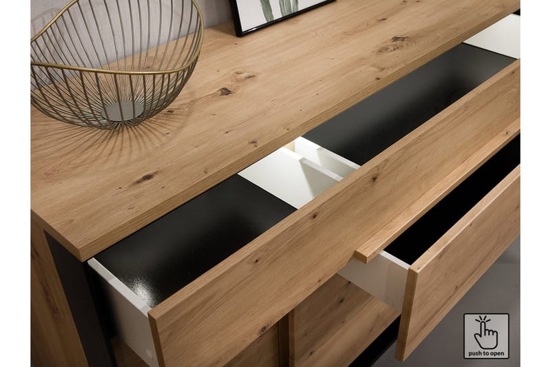 Quant Vitrinskåp 41 cm djup 110 cm bred 140 cm hög Trä - Ek/Svart - Products - Förvaring - Skåp - Vitrinskåp