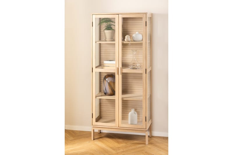 Sakie Vitrinskåp 40 cm djup 80 cm bred 180 cm hög Trä - Vit - Products - Förvaring - Skåp - Vitrinskåp
