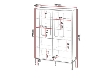 Sherie Vitrinskåp 110x160 cm - Brun - Products - Förvaring - Skåp - Vitrinskåp