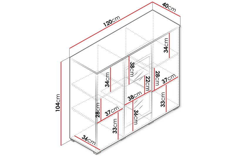 Sherie Vitrinskåp 120x104 cm - Svart - Products - Förvaring - Skåp - Vitrinskåp