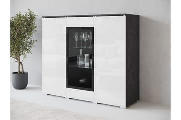 Sherie Vitrinskåp 120x104 cm - Vit/Grå - Products - Förvaring - Skåp - Vitrinskåp