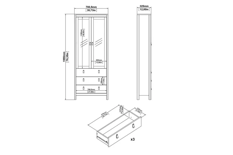 Vallvidera Vitrinskåp 78,05x199 cm - Svart - Products - Förvaring - Skåp - Vitrinskåp