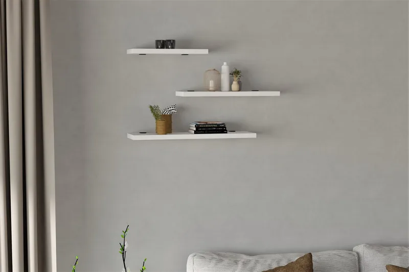 Cordin Vägghylla 2x30 cm 3-pack, Vit